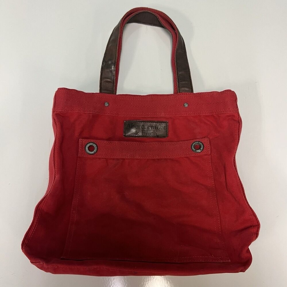 NWT Abercrombie & Fitch Womens Red Double Handle Tote Bag
